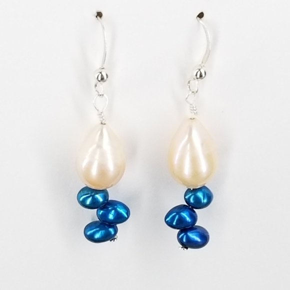 Genuine Pearl and Sterling Silver Drop Earrings - Picture 8 of 9